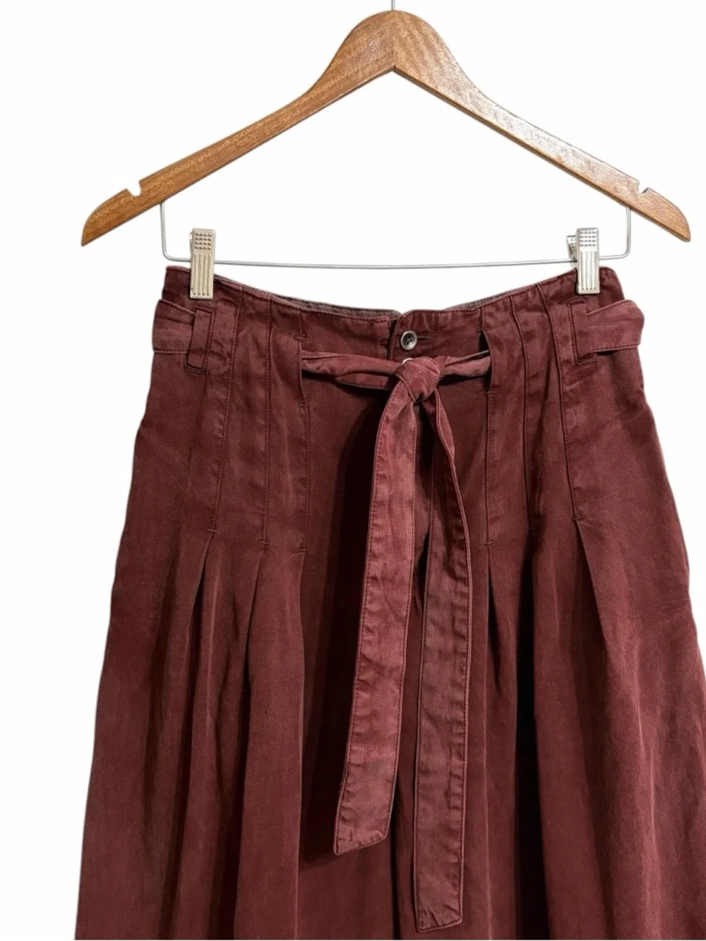 Free People Dwell On Dreams Wide Leg Trouser Pants Womens 6 Twill Boho Pleated - Picture 2 of 8